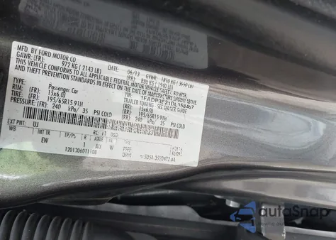 2013 Ford Focus из США, поврежденный, VIN 1FADP3E21DL358467